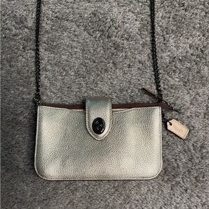 Coach Metallic Leather Turnlock Crossbody